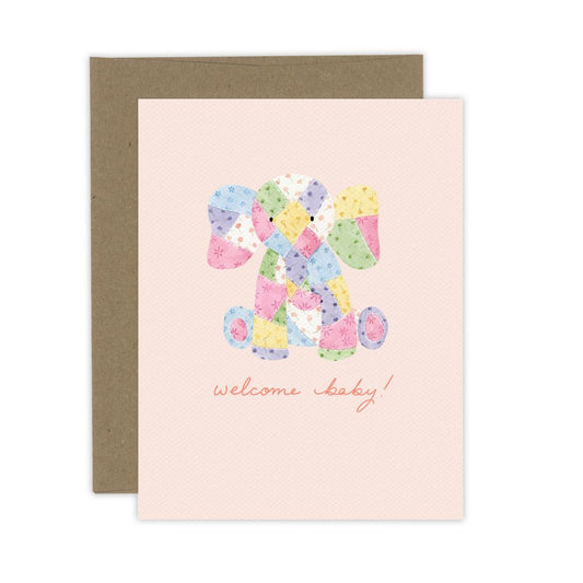 Patchwork Elephant Baby Card