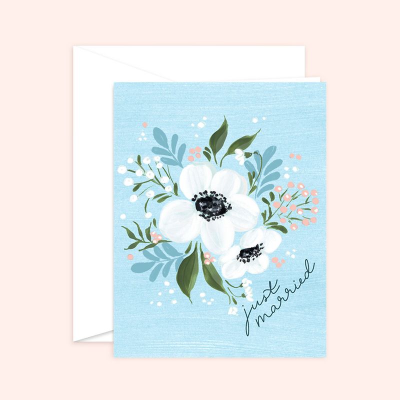 Just Married Floral Card