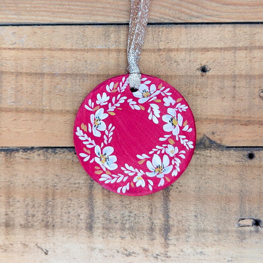 Red Floral Wreath Ornament