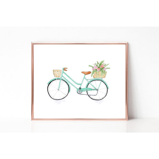 Mint Green Bicycle - Art Print